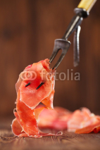 Naklejki serrano jamon Cured Meat on large fork
