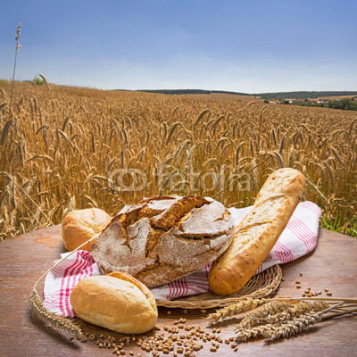 Brot vor einem sommerlichen Getreidefeld
