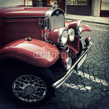 Fototapety Retro car on the streets of Prague. Vintage Classic Vehicles