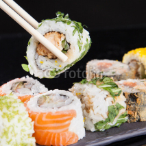 Fototapety Japanese seafood sushi set