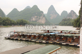 Fototapety Boat station on Yulong river, Yangshuo