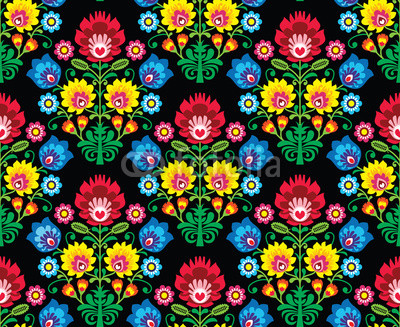 Seamless Polish folk art floral pattern - wzory lowickie