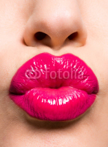Naklejki beautiful sexy red lips giving kiss