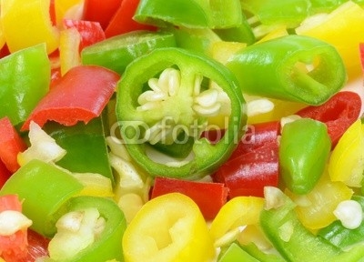 A background of chopped chilli peppers