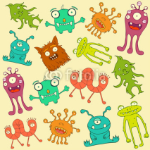 Obrazy i plakaty Alien and monsters, seamless pattern background