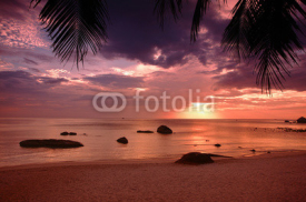 Naklejki Sunset on the beach of Gulf of Thailand on the Koh Samui