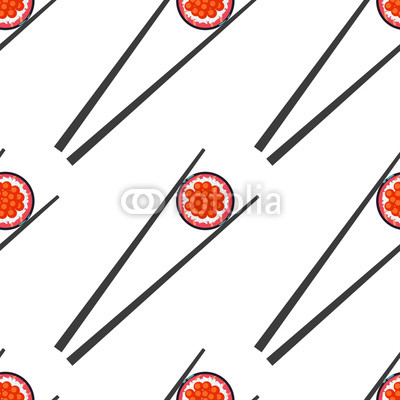 Sushi and chopsticks vector seamless pattern