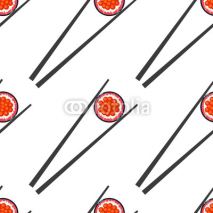 Naklejki Sushi and chopsticks vector seamless pattern