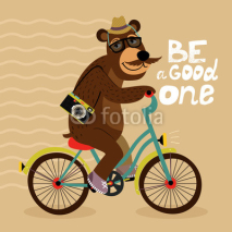 Fototapety Hipster poster with geek bear