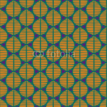 Obrazy i plakaty Primitive seamless floral pattern with leaves. Tribal ethnic background, simplistic geometry, vibrant tropical tones. Textile design.