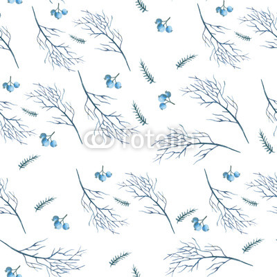 Pattern branch / The background of hand painted watercolor. Seamless