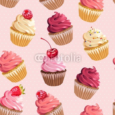 Seamless cupcakes and polka dot