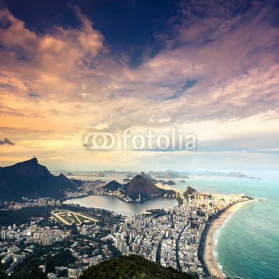 Aerial sunset view of Rio de Janeiro,Brazil