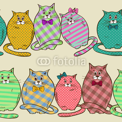 Seamless pattern of funny fat cats