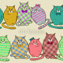 Fototapety Seamless pattern of funny fat cats