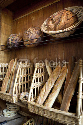 Various breads in a bakery