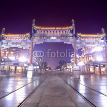 Naklejki beijing qianmen street at night,traditional shopping street