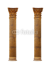 Two Ionic columns on white background