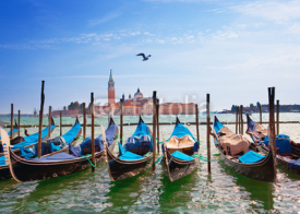 Italy. Venice. Gondolas in the Canal Grande..