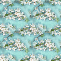 Elegance floral seamless pattern. Blossoming apple-tree branches. Blooming tree texture. Cherry blossom.