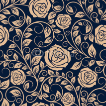 Fototapety Vintage roses flowers seamless pattern