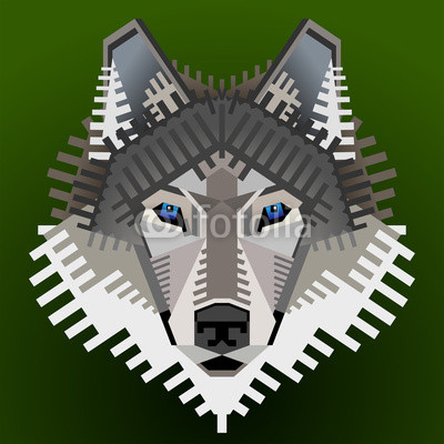 Geometric wolf's face. Vector image front view of wolf head