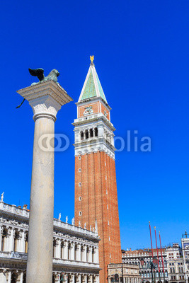 Campanile and Marco column in Venice, Italy
