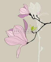 Fototapety Card with stylized magnolia