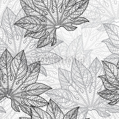 Czarno biała wektorowa ilustracja konturowych liści