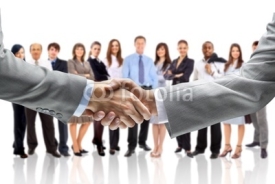 Naklejki handshake isolated on business background