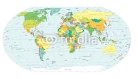 Naklejki world map political boundaries