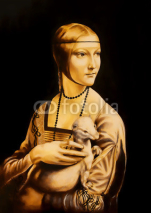 Obrazy i plakaty Unfinised reproduction in process of painting Lady with an Ermine by Leonardo da Vinci. Graphic effect.