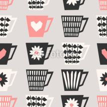 Obrazy i plakaty Seamless Coffee Cups Pattern