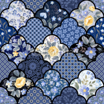 Obrazy i plakaty seamless floral patchwork pattern with roses and meadow flowers
