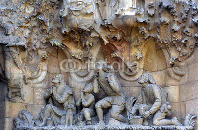 Barcelona, cathedral Sagrada Familia, detail of the facade