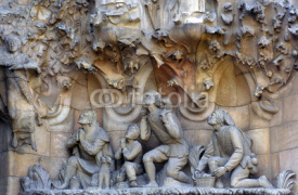 Naklejki Barcelona, cathedral Sagrada Familia, detail of the facade
