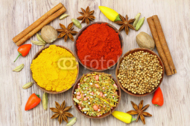 Fototapety Selection of Indian spices, close up