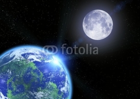 Fototapety The earth the moon and stars in space