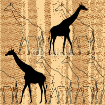 Naklejki Seamless pattern  with giraffes