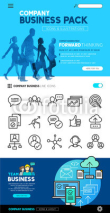 Business layout designs with flat icon set and people illustrations - vector collection.