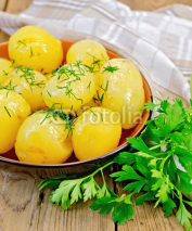 Naklejki Potatoe boiled with dill and parsley