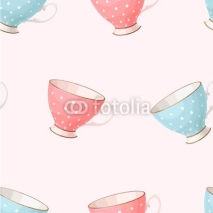 Seamless vintage teacups