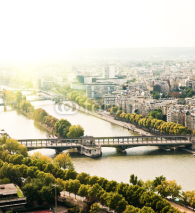Fototapety Aerial panoramic view of Paris and Seine river as seen from Eiff