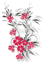 Fototapety floral rouge et grise