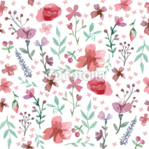 Obrazy i plakaty Seamless flowers and leaves pattern