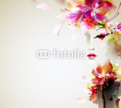 Fototapety Beautiful fashion women with abstract  design elements