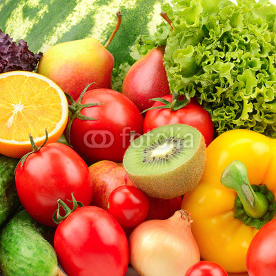 collection fruits and vegetables background