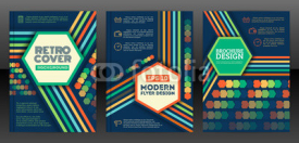 Brochure cover design templates in retro style. Hexagons and line design flyers in vintage style. Abstract retro poster background. Vector eps 10
