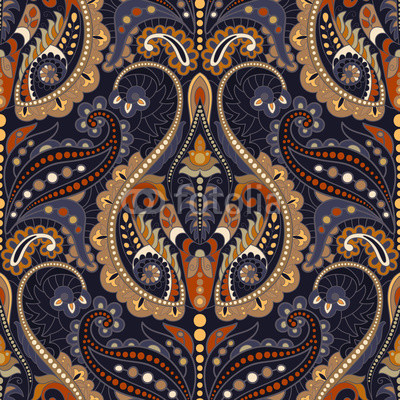 Seamless Paisley background, floral pattern. Indian ornament