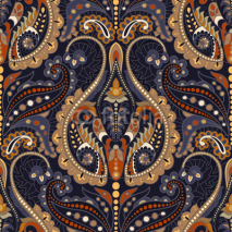 Naklejki Seamless Paisley background, floral pattern. Indian ornament